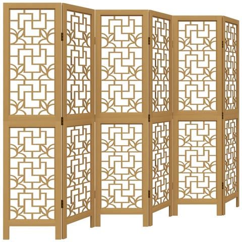 Divisorio Ambienti 6 Pannelli Marrone Legno Massello Paulownia - Foto 2