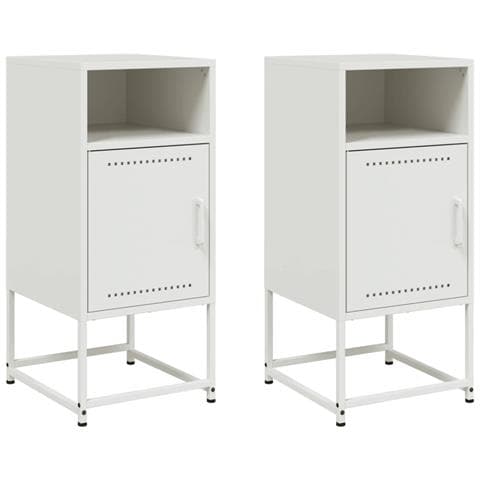 Comodini 2 Pz Bianchi 36x39x78 Cm In Acciaio - Foto 1