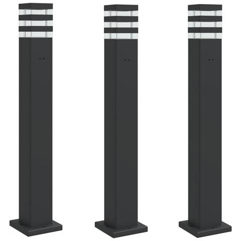 Lampade Da Terra Per Esterni Con Presa 3pz Nere 80 Cm Alluminio - Foto 2