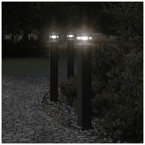 Lampade Da Terra Per Esterni Con Presa 3pz Nere 80 Cm Alluminio - Foto 1