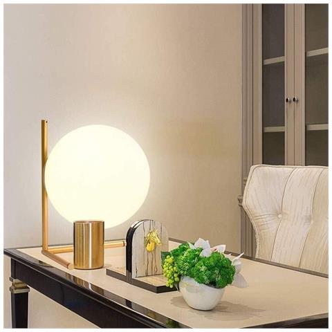 Lampada Da Tavolo 1 Sfera In Vetro Lume Supporto Abat Jour Bronzo G9 D34 - Foto 2