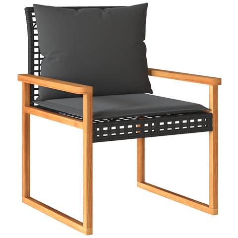 Set Divani da Giardino 4 pz con Cuscini Nero in Polyrattan - Foto 10