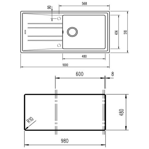 Stone 60 L-TG 1C 1E Lavello ad incasso Rettangolare - Foto 3