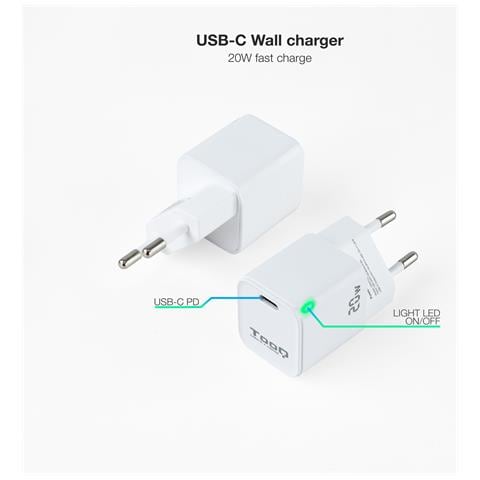 TQWC-PD20WT Caricabatterie per dispositivi mobili Universale Bianco AC Ricarica rapida Interno - Foto 6
