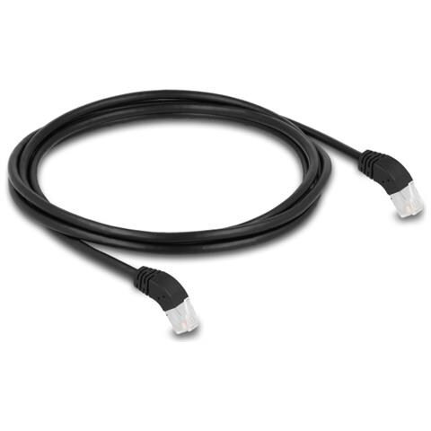 Cavo di rete RJ45 Cat. 6A S /FTP da 45° angolato verso il basso 2 m nero - Foto 2
