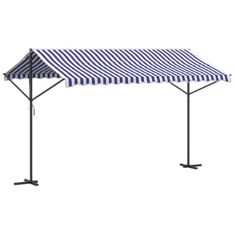 Tenda Da Sole Blu E Bianca 400x300 Cm In Tessuto E Acciaio - Foto 2