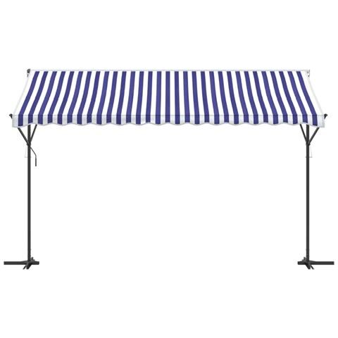 Tenda Da Sole Blu E Bianca 400x300 Cm In Tessuto E Acciaio - Foto 3