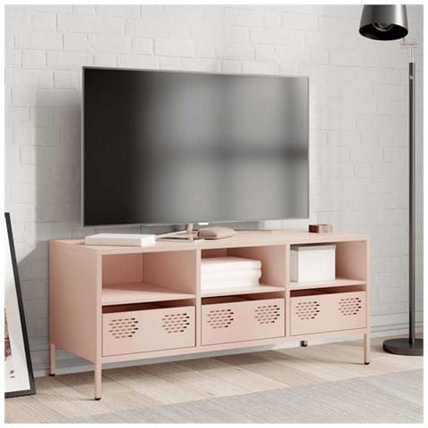 Mobile Tv Rosa 101,5x39x43,5 Cm In Acciaio Laminato A Freddo - Foto 3