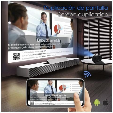 Mini Videoproiettore Portatile Led P16 Stile Retrò, Dlp. Android 9.0, Wi-fi. Clonazione Schermo. Batteria Ricaricabile. Netflix, Youtube, Ecc. 2+16gb. 10x6,1x6,35 Centimetri. Colore: Verde Menta - Foto 2