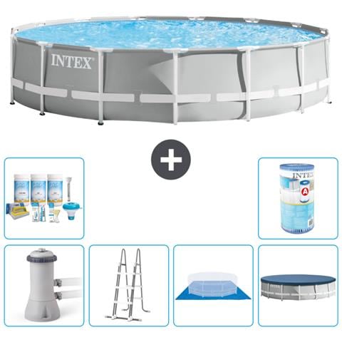 Piscina Fuori Terra - In Giro - 457x107 Cm - Grigio - Include Accessori Coordinati A2238 - Foto 1