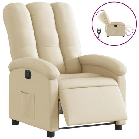 Poltrona Elettrica Reclinabile Crema In Tessuto - Foto 1