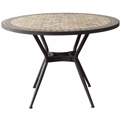 Brais - Tavolo Con Piano Rotondo E Mosaico Beige E Antracite - Foto 2