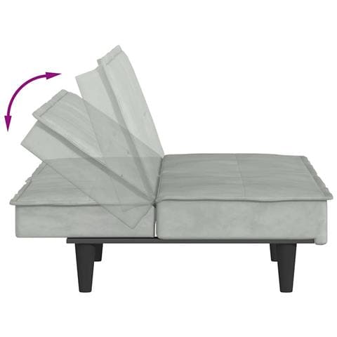 Divano Letto con Portabicchieri in Velluto Grigio Chiaro - Foto 9