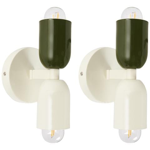 Set Di 2 Lampade Da Parete Topi Metallo Bianco Sporco - Foto 2