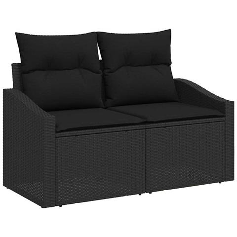 Divano da Giardino a 2 Posti con Ripostiglio e Cuscini Rattan Nero - Foto 1