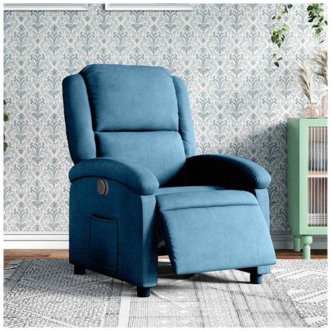Poltrona Reclinabile Elettrica Blu in Velluto - Foto 2