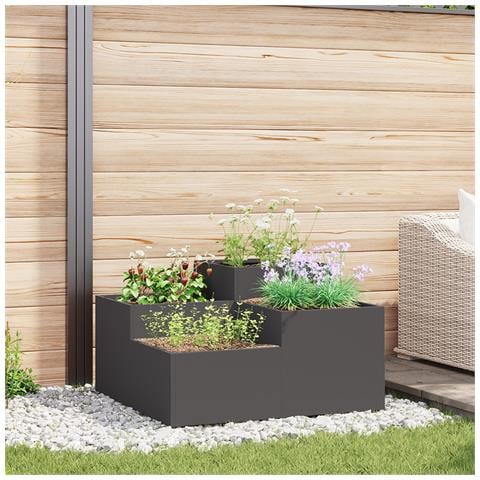 Fioriera da Giardino 80x80x48 cm Acciaio Nero - Foto 2