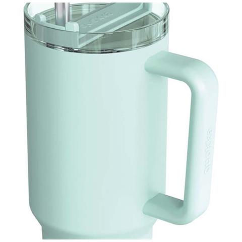 Bicchiere Termico 950 Ml Con Cannuccia E Manico Ergonomico, Turchese - Foto 2