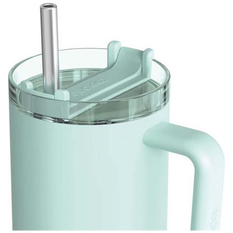 Bicchiere Termico 950 Ml Con Cannuccia E Manico Ergonomico, Turchese - Foto 5