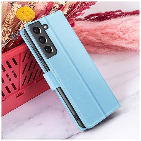 Custodia A Portafoglio Per Galaxy S21 Fe 5g Con Supporto E Linguetta Magnetica, Azzurro - Foto 5