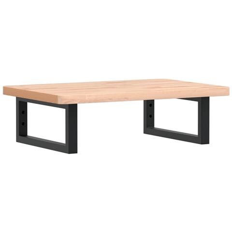 Ripiano a Parete per Lavabo in Acciaio e Massello di Faggio - Foto 1