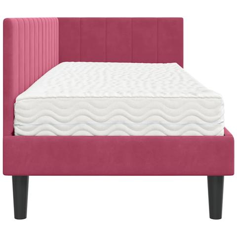 Cornice del letto ad angolo Rosso vino 80 x 200 cm Velluto - Foto 9