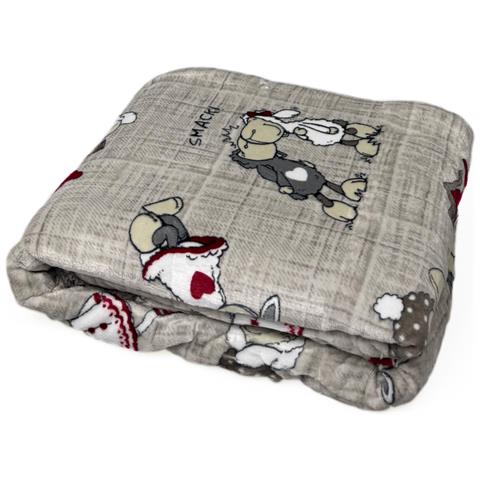 Plaid Morbido Stampato Coperta Calda Inverno Divano Sherpa Disegno Pecorelle 130x160 Pecorelle - Foto 1