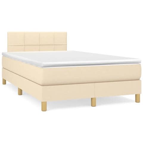 Letto a Molle con Materasso e LED Crema 120x190 cm in Tessuto - Foto 2