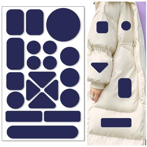 Kit Di 10 Toppe Autoadesive Impermeabili In Nylon Per Riparazione Giacche A Vento Darkblue - Foto 2