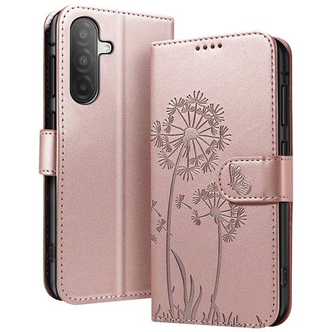Custodia A Portafoglio Per Galaxy A26 Design Premium Fiori Farfalla, Rosa Champagne - Foto 1