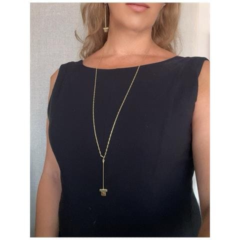 Collana Lunga E Orecchini Sunset Amber In Ottone Placcato Oro E Cristallo Sw - Foto 3