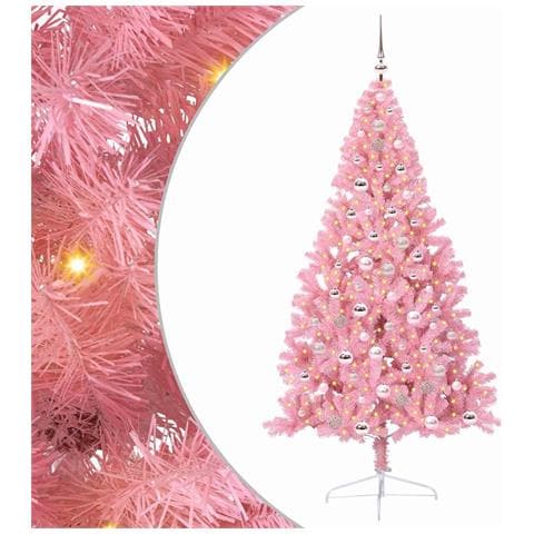 Albero di Natale artificiale con luci integrate Rosa 210 cm PVC - Foto 1