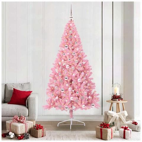 Albero di Natale artificiale con luci integrate Rosa 210 cm PVC - Foto 2