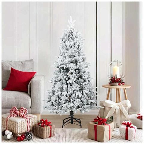 Albero di Natale Artificiale Snodato Foderato di Neve Bianco - Foto 2