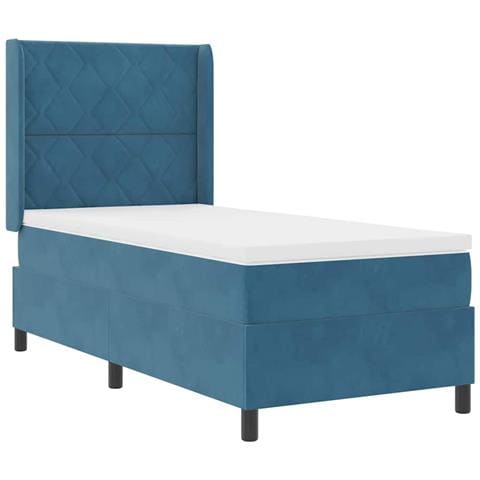 Letto a molle con testiera Blu 90 x 190 cm Velluto - Foto 1