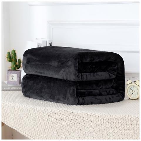 Coperta In Pile Di Flanella Nera - 200x230cm - Morbida, Accogliente E Leggera - Foto 3