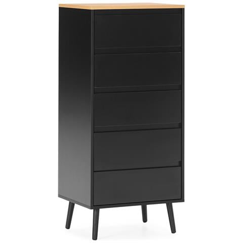 Cassettiera Alta Desi 5 Cassetti Colore Nero - Foto 1