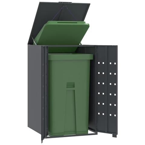 Contenitore per Bidoni della Spazzatura Singolo Antracite 69x79x117 cm Acciaio - Foto 2