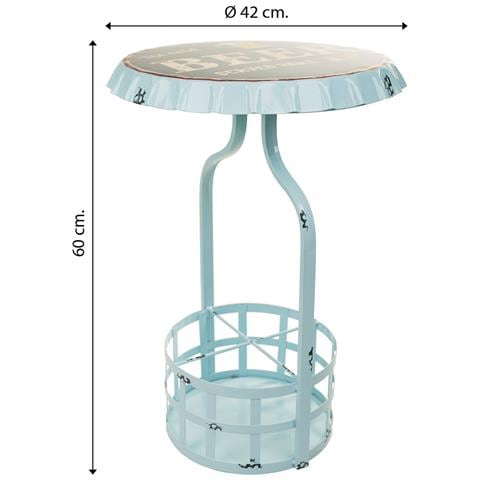 Tavolo Portabottiglie In Metallo Blu 42x42x60h - Foto 5
