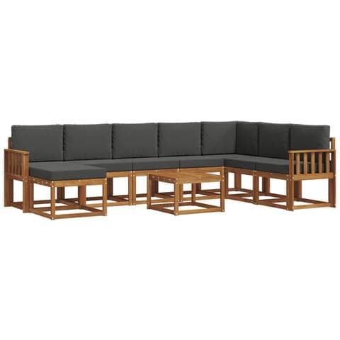 Set di divani da esterno con cuscino 9 pcs Naturale e Antracite - Foto 1
