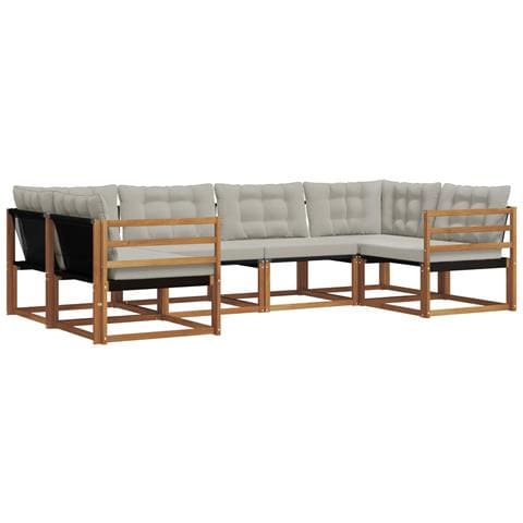 Set di divani da esterno 6 pcs Grigio Naturale e Chiaro - Foto 1