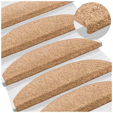 Tappetini per scale autoadesivi 15 pcs Beige 80 x 24,5 x 3,5 cm - Foto 2