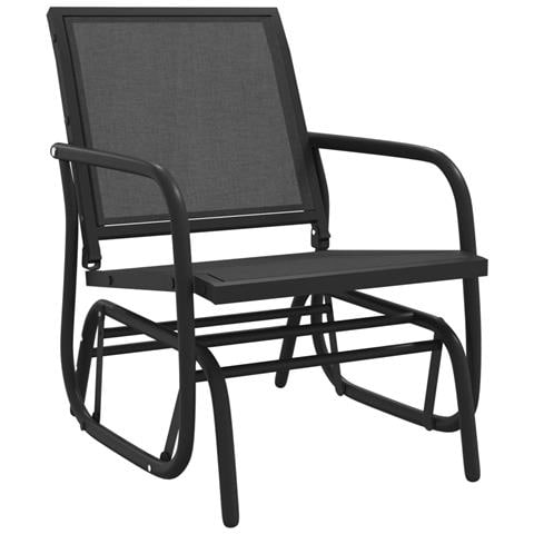 Sedia a Dondolo da Giardino Nera 61x76x87cm Textilene e Acciaio - Foto 1