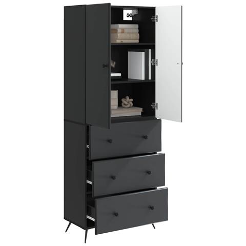 Set di armadi 2 pcs Nero 66 x 34,5 x 90 cm Legno ingegnerizzato - Foto 2