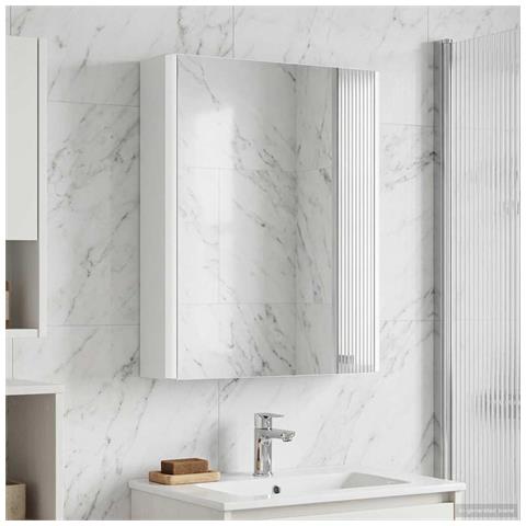 Mobiletto per specchio da bagno Bianco 43 x 11,5 x 60,5 cm - Foto 2