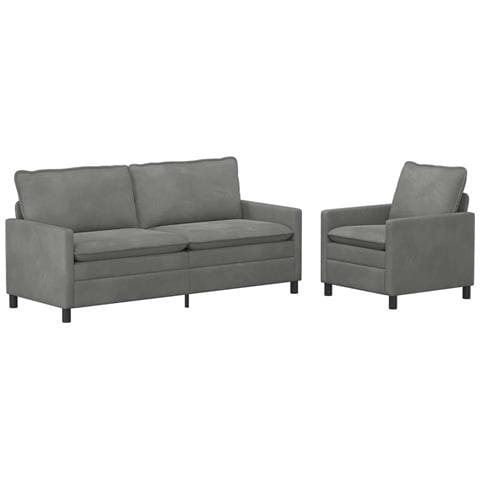 Set di divani 2 pcs Grigio Scuro Velluto - Foto 1
