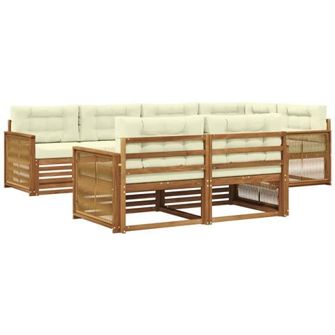 Set di divani da esterno con cuscino 7 pcs Naturale e Crema - Foto 1