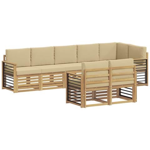 Set di divani da esterno 8 pcs Bianco e Beige - Foto 1