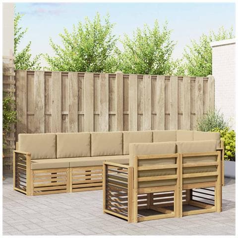 Set di divani da esterno 8 pcs Bianco e Beige - Foto 2