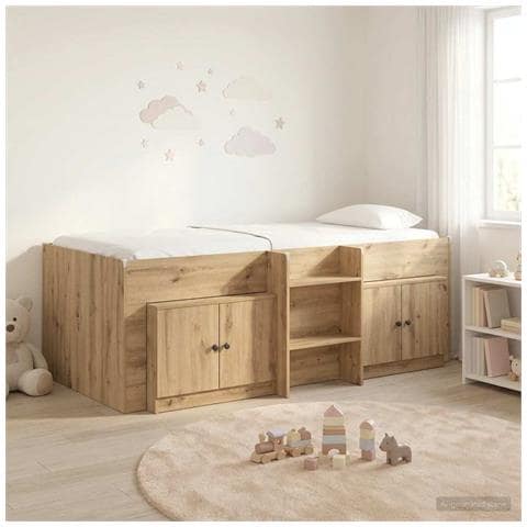 Struttura Letto Loft con Mobile 3 pz Rovere Artigianale - Foto 2